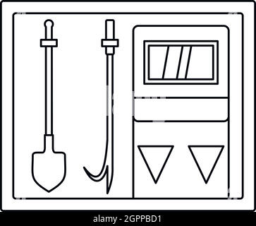 Matériel d'extinction d'incendie, l'icône de style contour Illustration de Vecteur