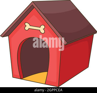 Le chien rouge icône en forme de maison, style cartoon Illustration de Vecteur