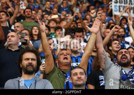 Atalanta Supporters pendant Atalanta BC vs jeunes garçons, match de football de la Ligue des champions de l'UEFA à Bergame, Italie, septembre 29 2021 Banque D'Images