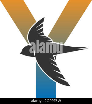 Logo lettre y avec vecteur de motif icône représentant un oiseau rapide Illustration de Vecteur