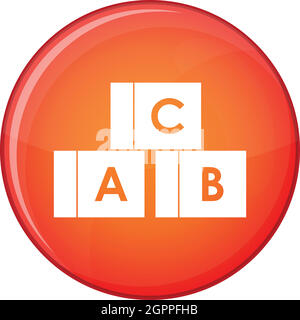 Cubes de l'alphabet avec des lettres A,B,C, icône de style plat Illustration de Vecteur