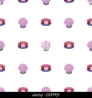 Couleur rose coquillage avec motif sans couture en perles. Imprimé habitants du monde sous-marin. Illustration vectorielle de la vie sous-marine dessinée à la main. Drôle de dessin animé animaux marins caractère pour enfant tissu, textile. Illustration de Vecteur
