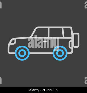 Icône de véhicule utilitaire sport à vecteur plat isolée sur fond sombre Illustration de Vecteur