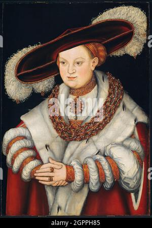 Portrait de Magdalena de Saxe, épouse de l'électeur Joachim II de Brandebourg, c. 1529. Banque D'Images