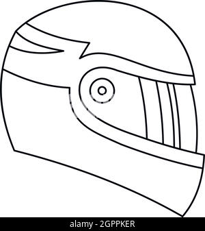 Casque de moto style du contour, icône Illustration de Vecteur