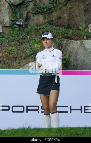 Pocheon, Gyeonggi, Corée du Sud. 30 septembre 2021. 30 sept 2021-Pocheon, Corée du Sud-Lydia Ko de Nouvelle-Zélande action sur le 5ème vert lors d'un CHAMPIONNAT du GROUPE FINANCIER KLPGA HANA à Adonis CC à Pocheon, Corée du Sud. (Credit image: © JJ-Joung via ZUMA Press Wire) Banque D'Images