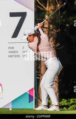 Pocheon, Gyeonggi, Corée du Sud. 30 septembre 2021. 30 sept 2021-Pocheon, Corée du Sud-Lee min Ji d'Australie action sur le 7ème vert lors d'un CHAMPIONNAT du GROUPE FINANCIER KLPGA HANA à Adonis CC à Pocheon, Corée du Sud. (Credit image: © JJ-Joung via ZUMA Press Wire) Banque D'Images