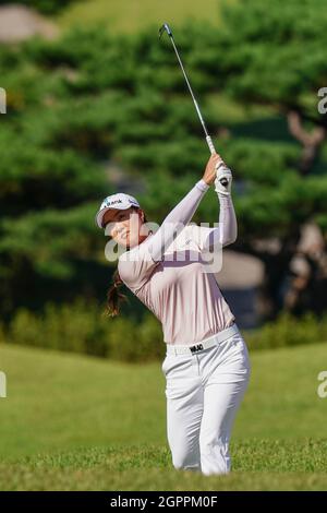 Pocheon, Gyeonggi, Corée du Sud. 30 septembre 2021. 30 sept 2021-Pocheon, Corée du Sud-Lee min Ji d'Australie action sur le 4ème vert lors d'un CHAMPIONNAT du GROUPE FINANCIER KLPGA HANA à Adonis CC à Pocheon, Corée du Sud. (Credit image: © JJ-Joung via ZUMA Press Wire) Banque D'Images