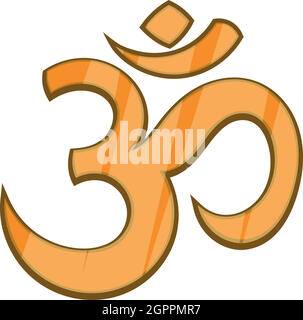 Dans l'icône Symbole hindou Om style cartoon Illustration de Vecteur