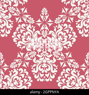 Décoration vintage blanche élégante sur fond rose sans couture. Décoration islamique texture décorative. Rose, blanc. Ornement islamique Illustration de Vecteur