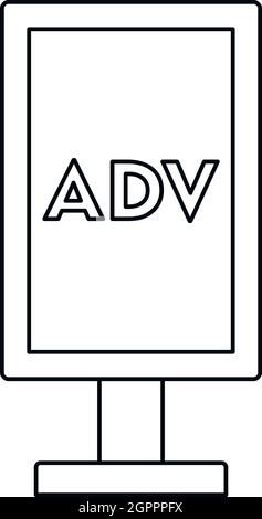 Stand publicitaire, icône de style contour Illustration de Vecteur