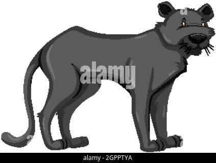 Animal sauvage de Panther noir sur fond blanc Illustration de Vecteur