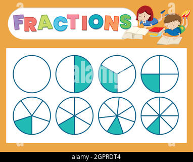 Une feuille de calcul Cute fraction Illustration de Vecteur