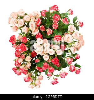 Bouquet de roses rouges et jaunes isolées sur fond blanc, chemin d'écrêtage Banque D'Images