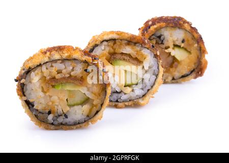 sushi croustillant isolé sur fond blanc Banque D'Images