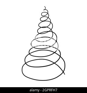 Icône en forme de sapin noir, modèle plat. Décalation de la silhouette du vecteur d'épinette. Illustration de Vecteur