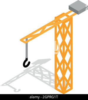 Grue de construction 3D isométrique, l'icône de style Illustration de Vecteur