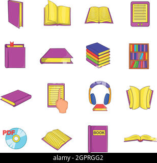 Books icons set, cartoon style Illustration de Vecteur