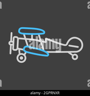 Icône de vecteur plan d'avion clair sur fond sombre Illustration de Vecteur