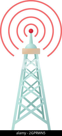 L'icône de la tour de radio de style cartoon Illustration de Vecteur