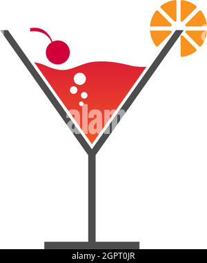 Modèle vectoriel de design de logo d'icône de cocktail Illustration de Vecteur