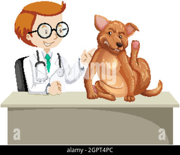 Vétérinaire avec animal malade Illustration de Vecteur