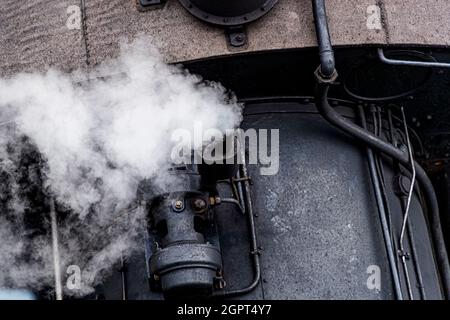 Réunion de locomotive à vapeur au Musée ferroviaire d'Odense (Jernbanemuseum) à Odense, Danemark. En raison du retard d'un an de Corona, l'événement (Dampdage, 2021) a commémoré la fin de l'opération des locomotives à vapeur danoises il y a un demi-siècle en 1970 Banque D'Images