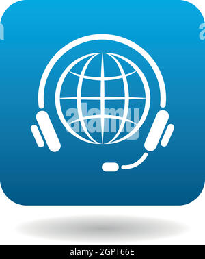 Autour de l'icône mondiale des appels, style plat Illustration de Vecteur