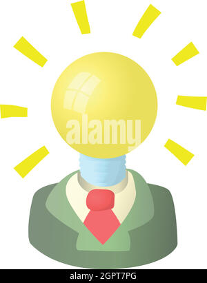 Businessman with Light bulb head icon Illustration de Vecteur