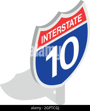 Interstate highway sign, icône de style 3D isométrique Illustration de Vecteur