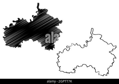 District de Hamirpur (État de l'Uttar Pradesh, République de l'Inde) carte illustration vectorielle, scribble esquisse carte de Hamirpur Illustration de Vecteur