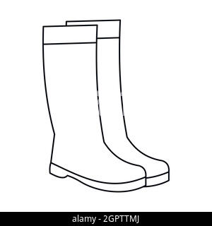 Des bottes en caoutchouc, l'icône de style contour Illustration de Vecteur