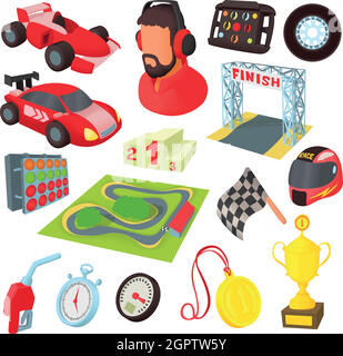 La race icons set, cartoon style Illustration de Vecteur