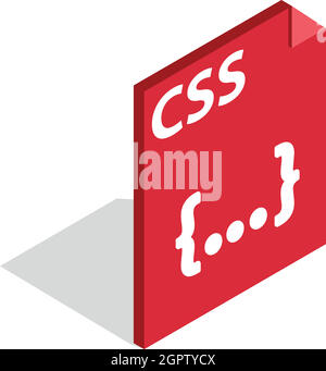 Extension de fichier CSS 3D isométrique, l'icône de style Illustration de Vecteur