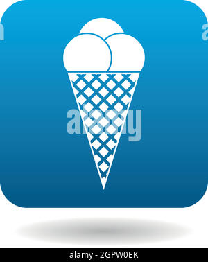 Boules de glaces en cornet gaufré, icône de style simple. Illustration de Vecteur