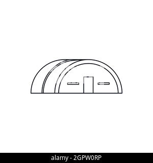 Grand hangar, icône de style contour Illustration de Vecteur