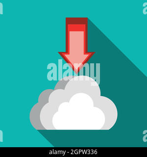 Télécharger à partir de l'icône de nuage, style plat Illustration de Vecteur