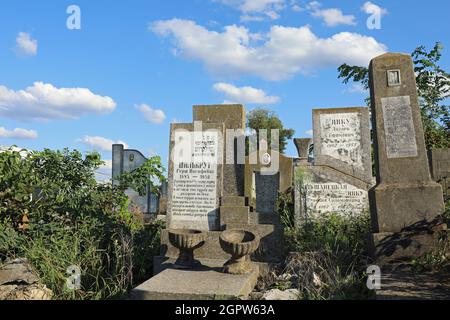 Tombes au cimetière juif de Chisinau Banque D'Images