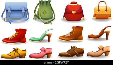 Chaussures et sacs Illustration de Vecteur