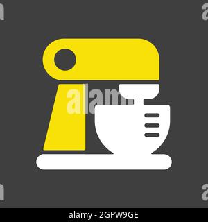 Icône de glyphe du robot ménager. Mélange. Réduire les aliments en purée. Appareil électrique de cuisine. Symbole graphique pour la conception du site Web de cuisine, le logo, l'application, l'interface utilisateur Illustration de Vecteur