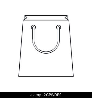 Sac shopping en papier, l'icône de style contour Illustration de Vecteur