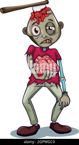 Un personnage zombie sur fond blanc Illustration de Vecteur