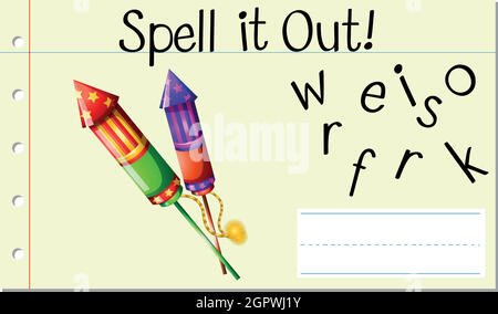 Epelez le mot anglais Fireworks Illustration de Vecteur