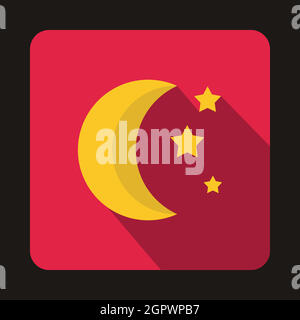 La Lune et les étoiles, l'icône de style plat Illustration de Vecteur