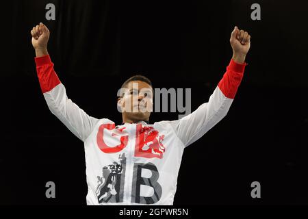 Photo du dossier datée du 21-08-2016 de la Grande-Bretagne Joe Joyce célèbre l'argent gagnant dans le combat final de poids Super Heavey des hommes au Riocentro le seizième jour des Jeux Olympiques de Rio, au Brésil. Date d'émission : jeudi 30 septembre 2021. Banque D'Images