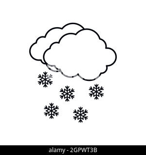 Et les flocons de nuage, l'icône de style contour Illustration de Vecteur