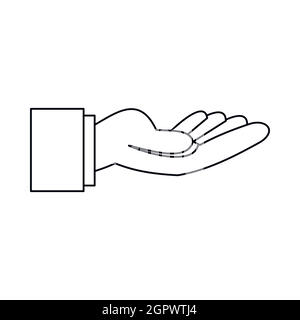 Geste, la main tendue, l'icône de style du contour Illustration de Vecteur