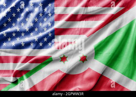 Drapeau mixte des États-Unis et du Burundi, rendu tridimensionnel Banque D'Images