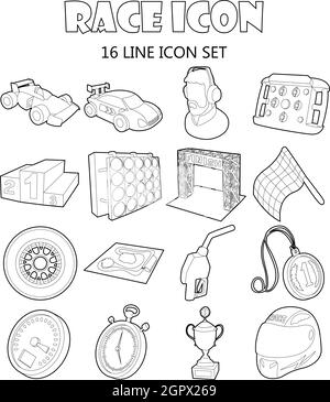 La race icons set dans un style contour Illustration de Vecteur