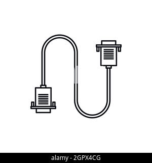 L'icône ordinateur câble style du contour, Illustration de Vecteur